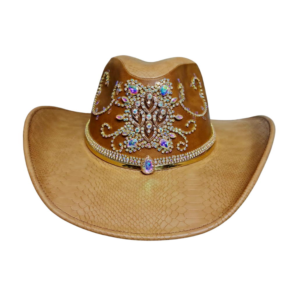 Sombrero vaquero texana de vinipiel con pedrería