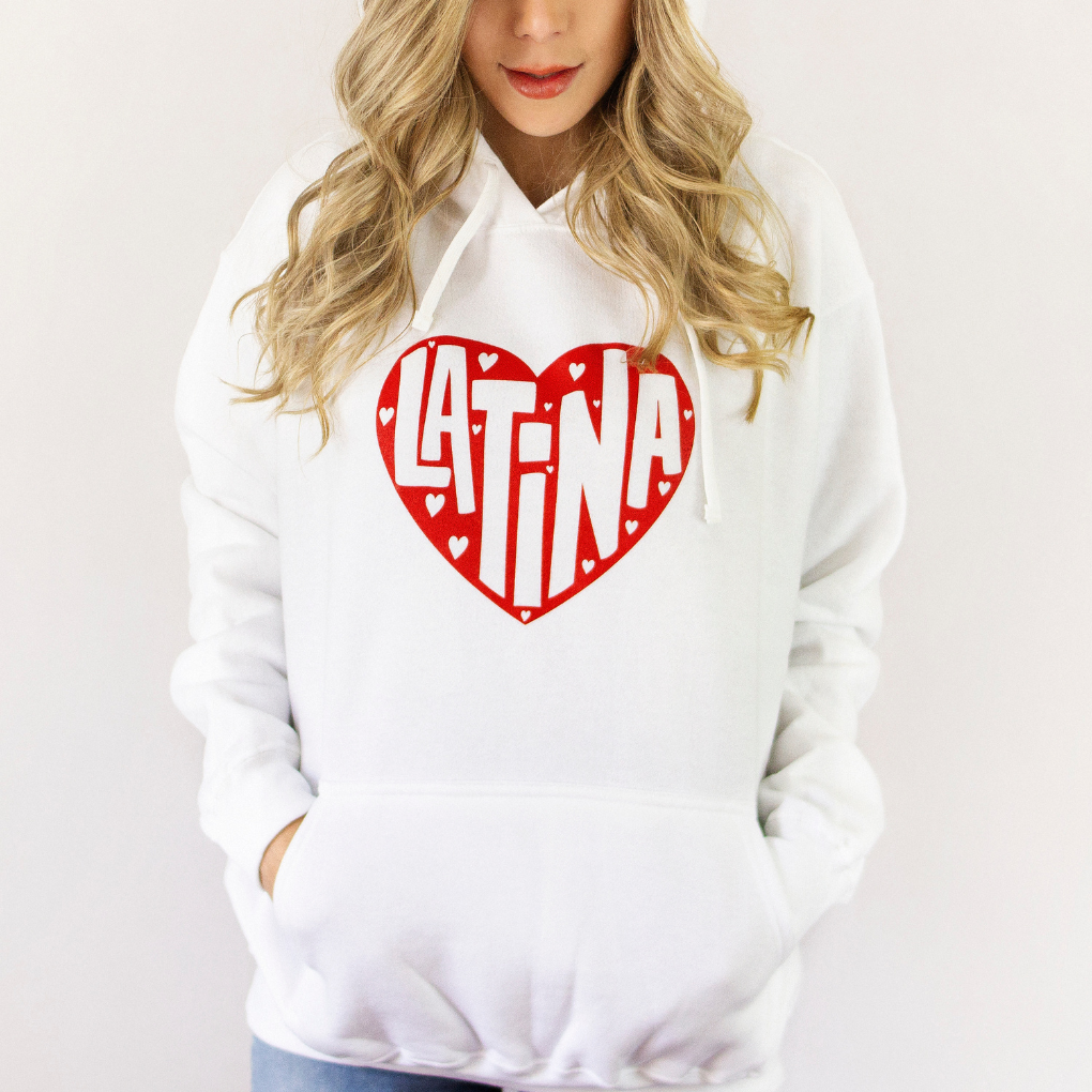 Sudadera hoodie blanca Latina corazón rojo - 0